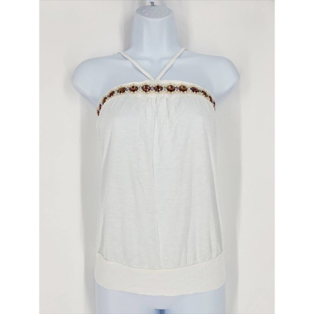 Vtg 90s Y2K Bling Jeweled Tube Top Tie Back Halter Annie Sez Sz S NWT‎
